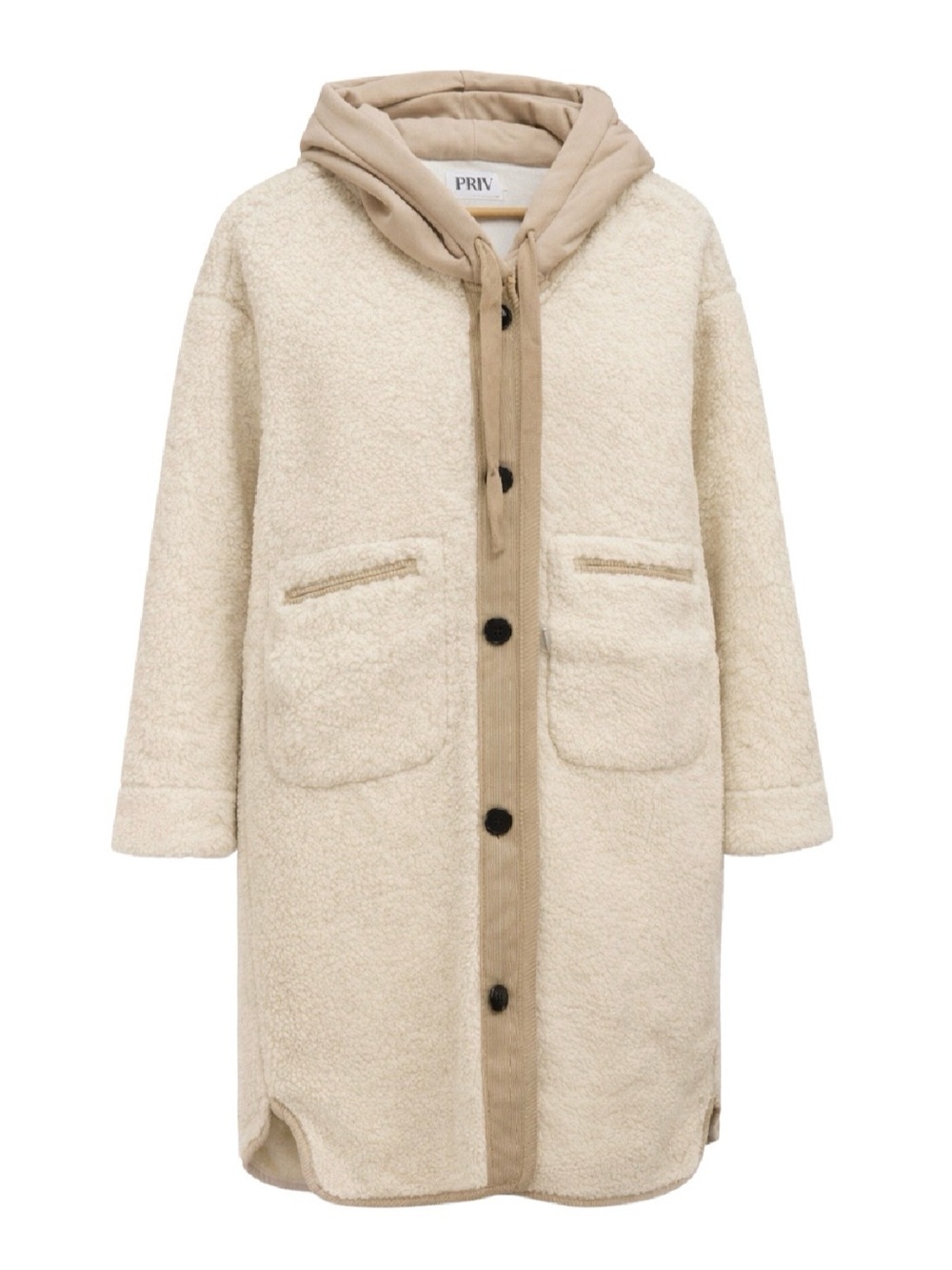 Priv - Soft Cotton Teddy Long Hooded Coat NWT Medium
